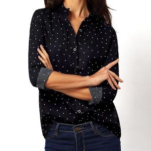 Chemise Pendleton Femme – Taille 6, Manches Longues, Boutons, Pois Bleus Sur Blanc